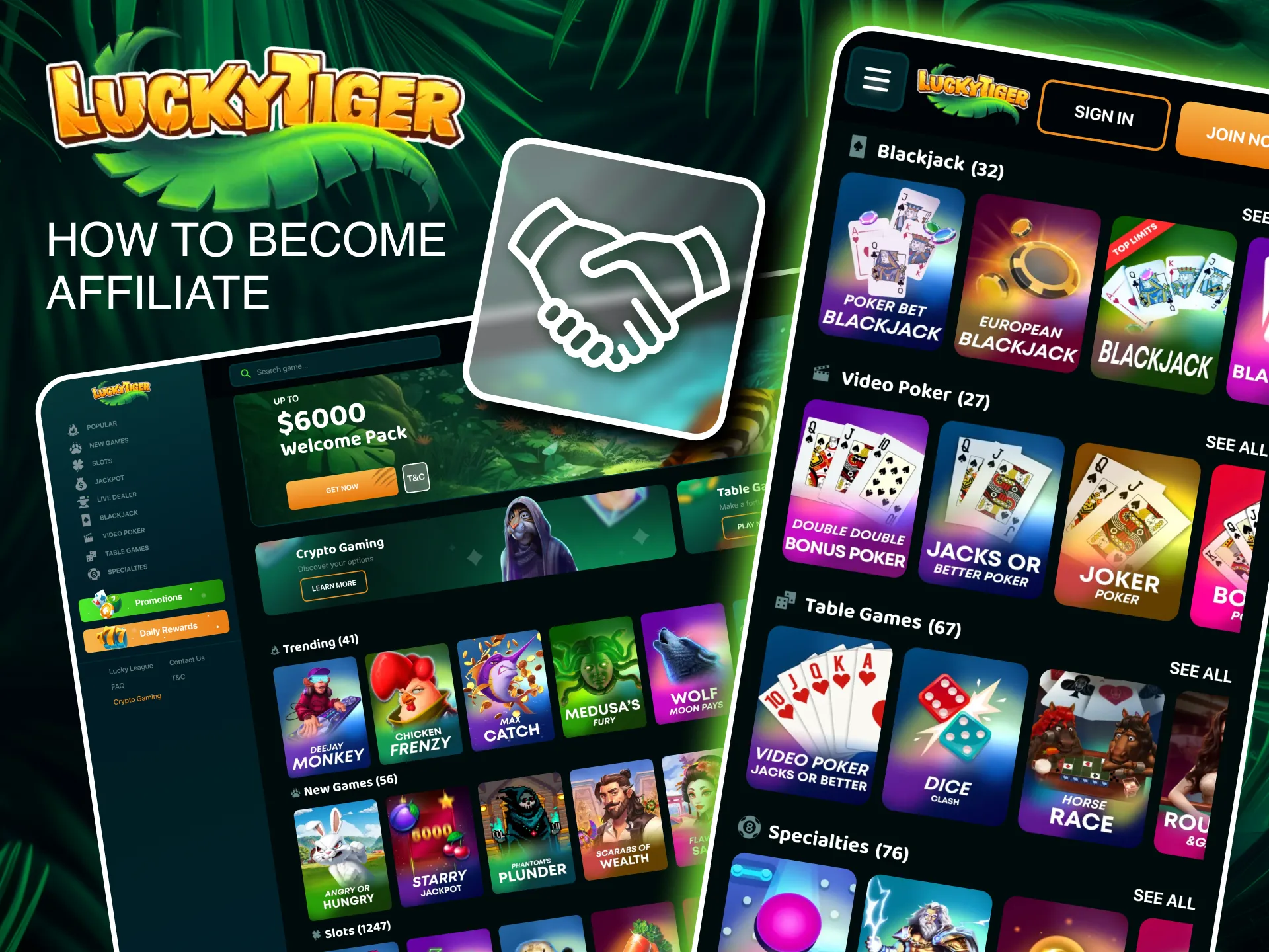 Join Lucky Tiger’s affiliate program via Superior Share and start earning with ease.