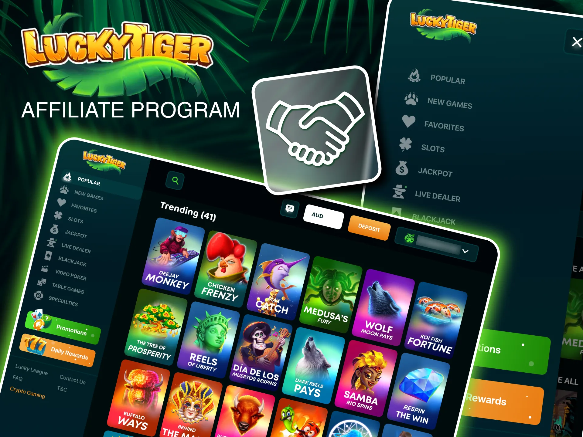 Earn high payouts with Lucky Tiger’s Affiliate Program.