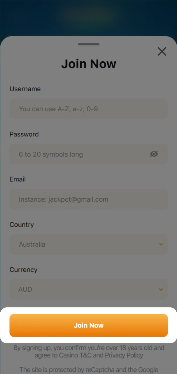 Click Join now to confirm your registration with Lucky Tiger.