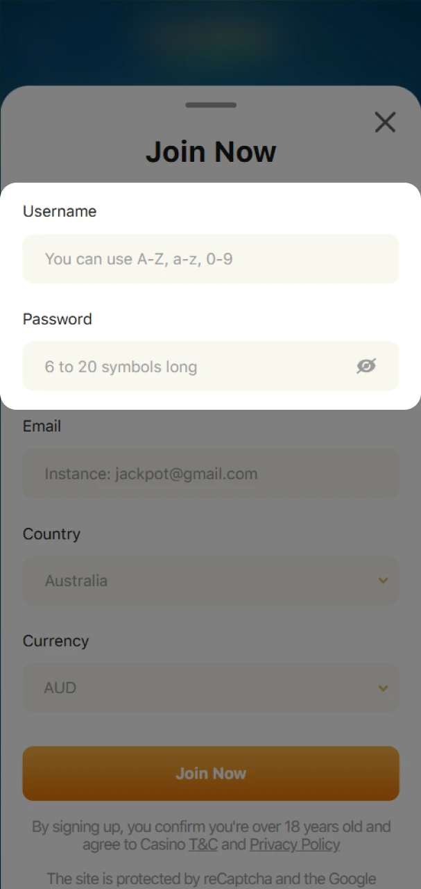 Enter your password and username at Lucky Tiger.