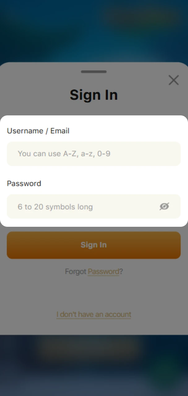 Enter your credentials to log in to your Lucky Tiger account.