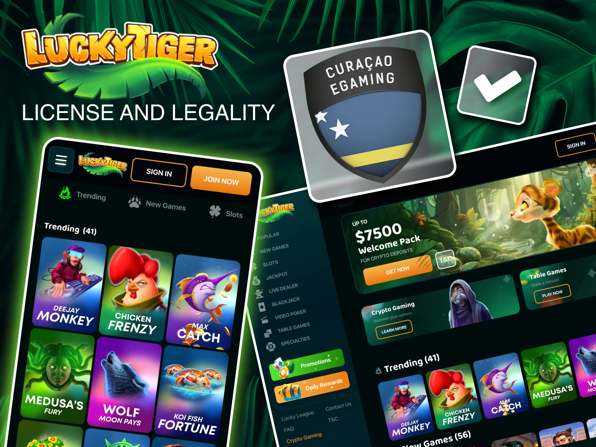 Play confidently at Lucky Tiger, a legally licensed platform ensuring global compliance.