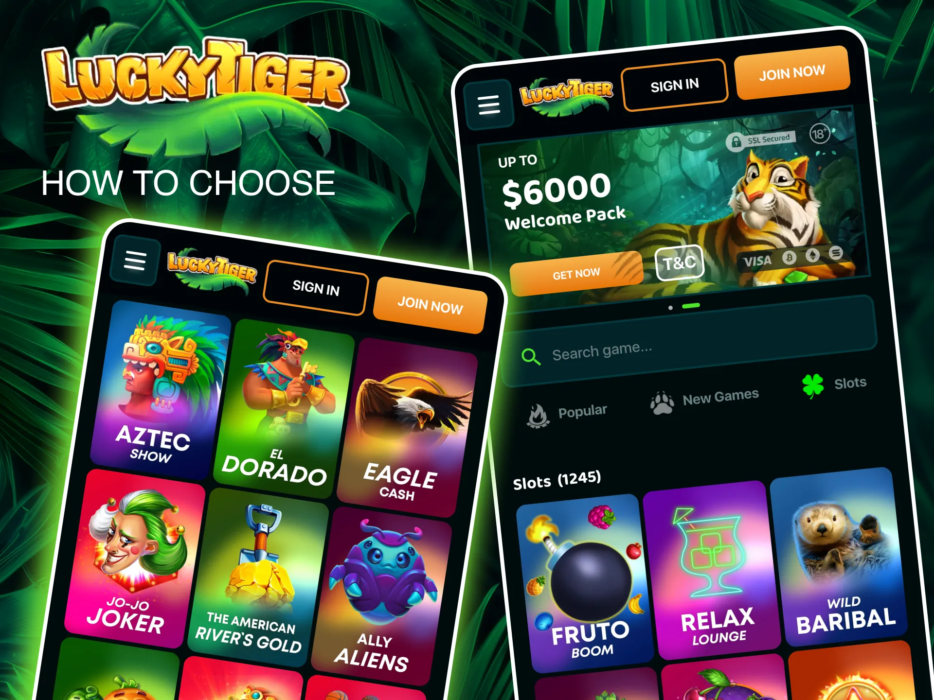 Find your perfect game at Lucky Tiger by considering RTP, volatility, theme, provider.
